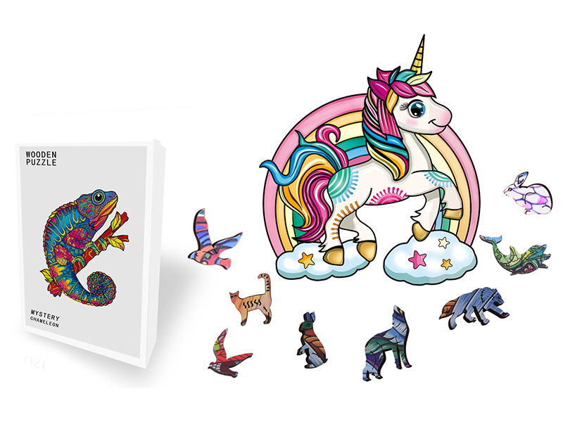 100PCS Special Shaped Wooden Puzzle Irregular Three-Dimensional Animal Puzzle