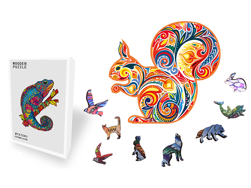 182PCS Special Shaped Wooden Puzzle Irregular Three-Dimensional Animal Puzzle