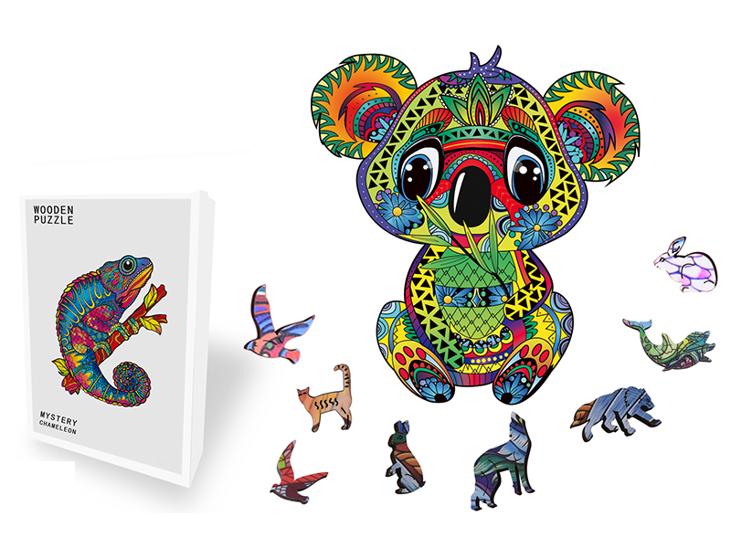 125PCS Special Shaped Wooden Puzzle Irregular Three-Dimensional Animal Puzzle