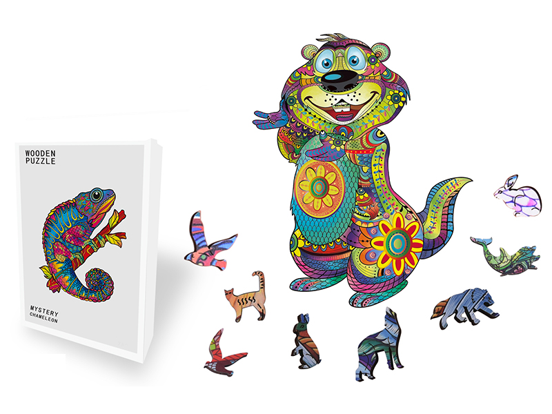 124PCS Special Shaped Wooden Puzzle Irregular Three-Dimensional Animal Puzzle