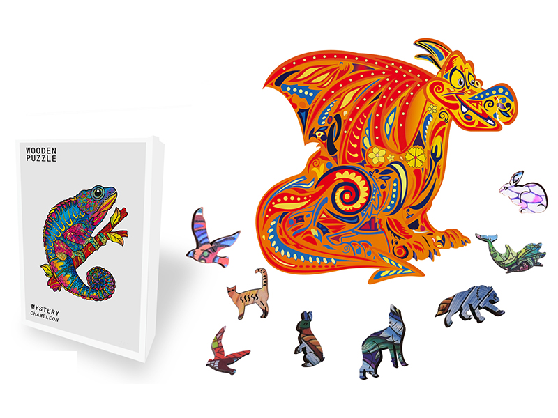 124PCS Special Shaped Wooden Puzzle Irregular Three-Dimensional Animal Puzzle