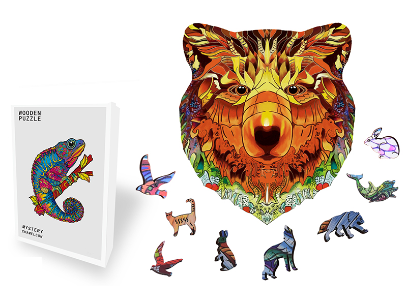 119PCS Special Shaped Wooden Puzzle Irregular Three-Dimensional Animal Puzzle