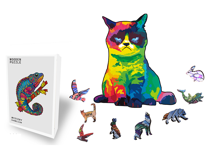 124PCS Special Shaped Wooden Puzzle Irregular Three-Dimensional Animal Puzzle