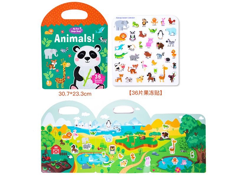 Reusable Puzzle Game Scene Activity Sticker Books(Animals)
