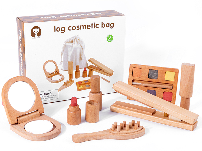Wooden Log Cosmrtic Bag
