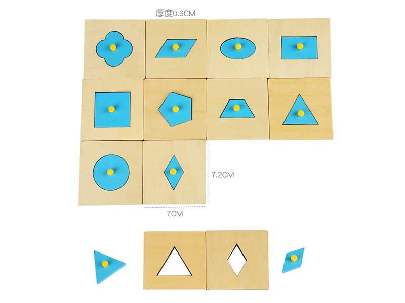 Wooden Geometric Shape Matching Hand Grip Grasping Board(10PCS)