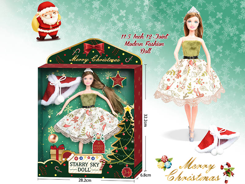 11.5 Inch Christmas Doll With Crown /Red Cape