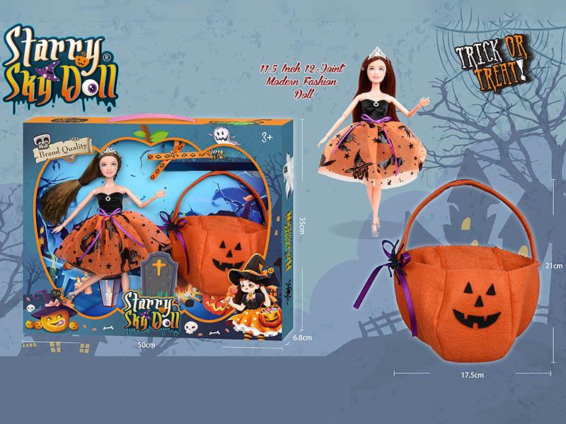 11.5 Inch 12-Joint Halloween Doll With Handbag