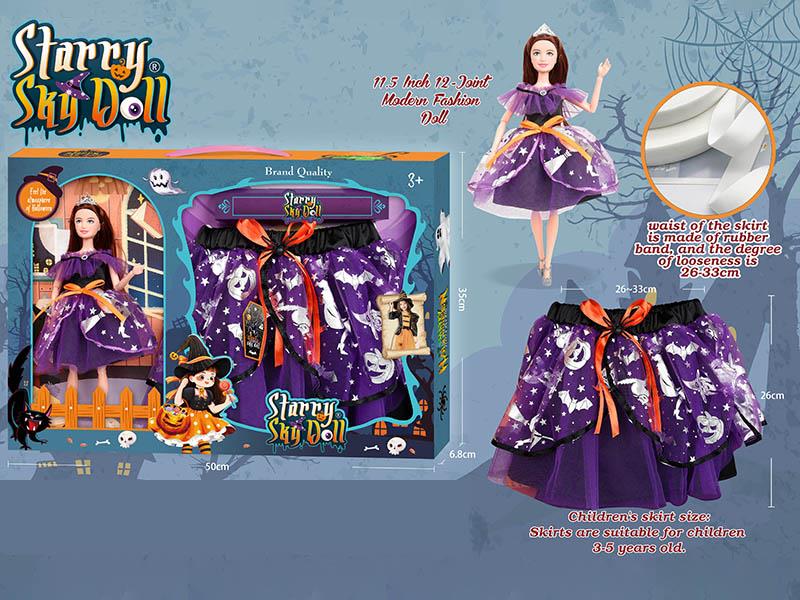 11.5 Inch 12-Joint Halloween Doll With Skirt