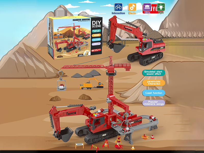 DIY Scene Deforuation Excavator Track Adventure (Red)