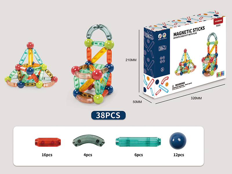 Mini Transparent Magnetic Sticks 38pcs