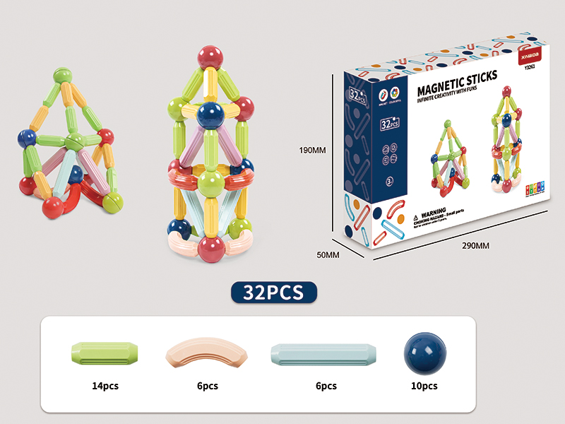 Mini Transparent Magnetic Sticks 32pcs