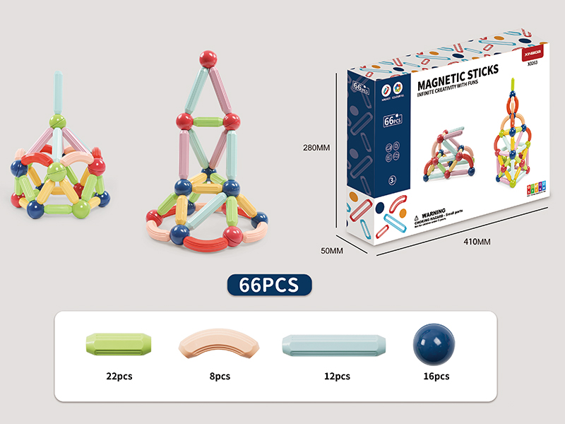 Mini Transparent Magnetic Sticks 66pcs