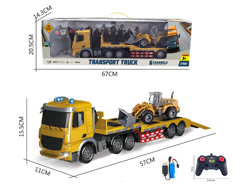 1:24 6Ch 2.4G R/C Short Head Flat Tractor With Light And Music (Including Electricity)