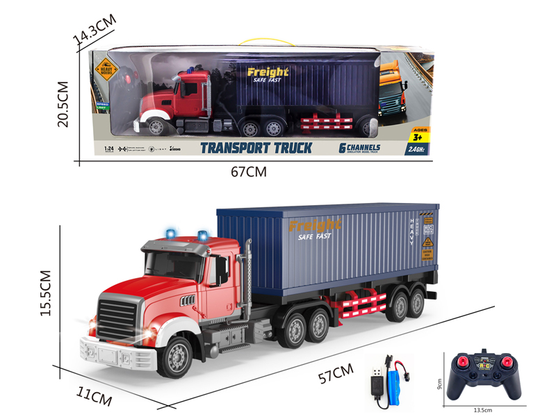 1:24 6Ch 2.4G R/C Long Head Container Tractor With Light And Music (Including Electricity)