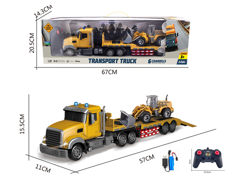1:24 6Ch 2.4G R/C Long Head Flat Tractor With Light And Music (Including Electricity)