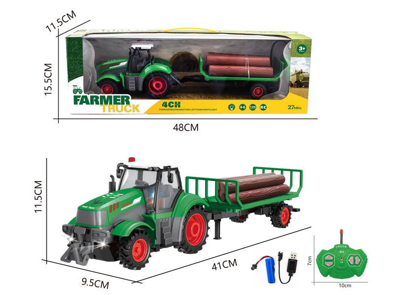 1:32 4Ch 27Mhz R/C Light Farmer Series Wood Transport Vehicle (Including Electricity)