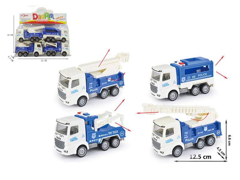 4Pcs Friction Police Car