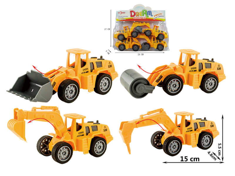 4Pcs Friction Engineering Vehicle