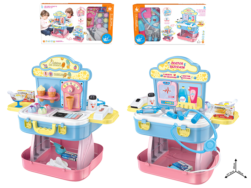 Ice Cream Shopt/Doctor Set 3 In 1 Suitcase