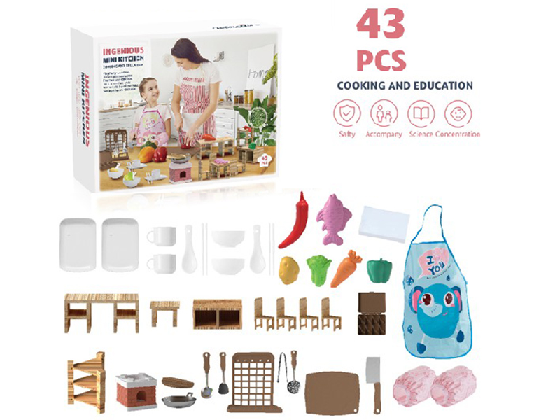 Kitchen Miniature Real Cooking Toys 43pcs