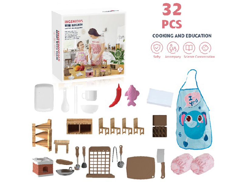 Kitchen Miniature Real Cooking Toys 32pcs