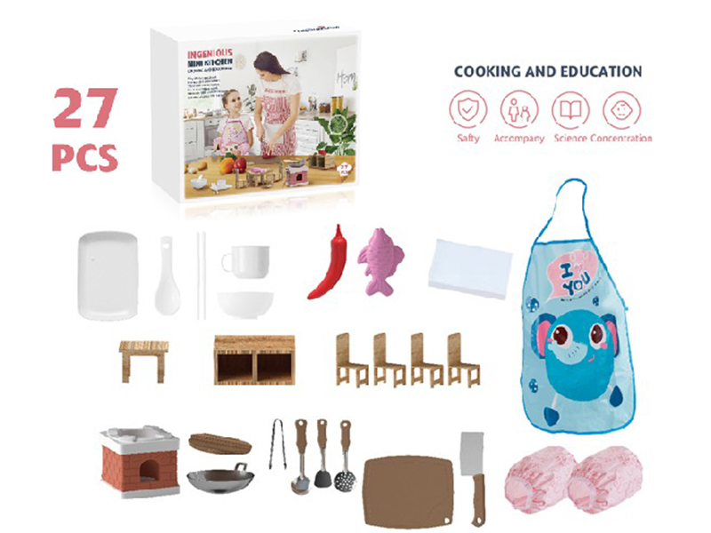 Kitchen Miniature Real Cooking Toys 27pcs