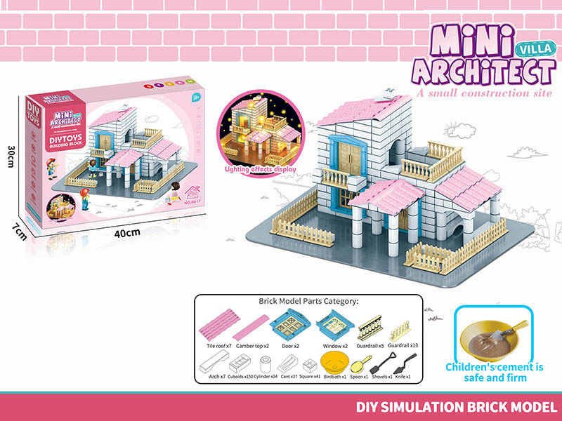 Mini Villa Architect DIY Simulation Brick Model Building Blocks(With Light)