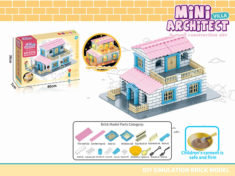 Mini Villa Architect DIY Simulation Brick Model Building Blocks(With Light)