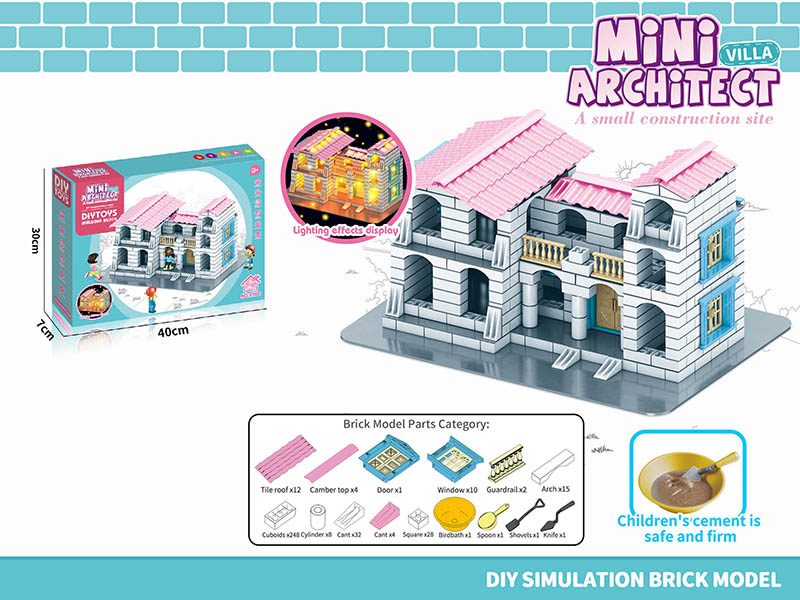 Mini Villa Architect DIY Simulation Brick Model Building Blocks(With Light)