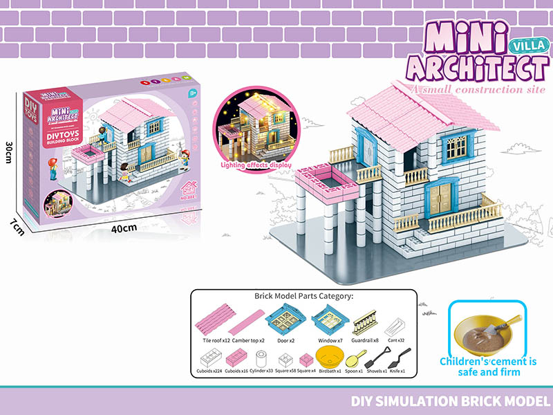 Mini Villa Architect DIY Simulation Brick Model Building Blocks(With Light)