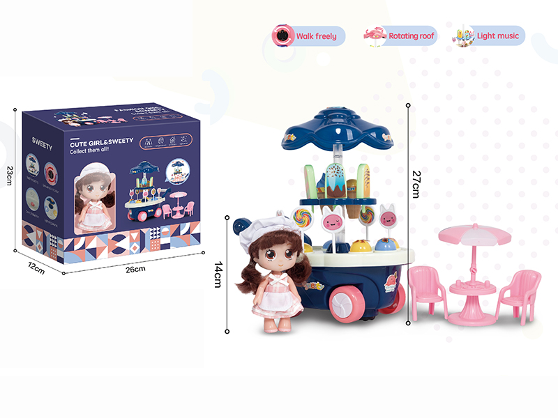 B/O Go And Bump Ice Cream Cart + Doll