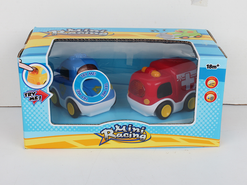 Slide Police Car And Ambulance 2pcs(Light And Music)