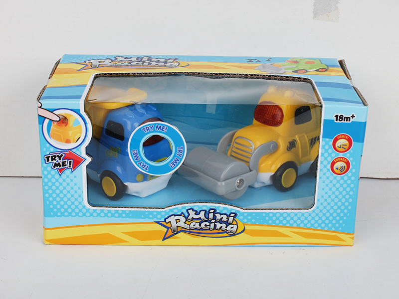 Slide Cartoon Dumper ,Road Roller 2pcs(Light And Music)