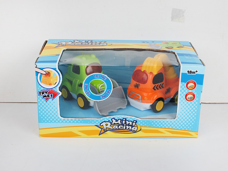 Slide Cartoon Bulldozer,Excavator 2pcs(Light And Music)