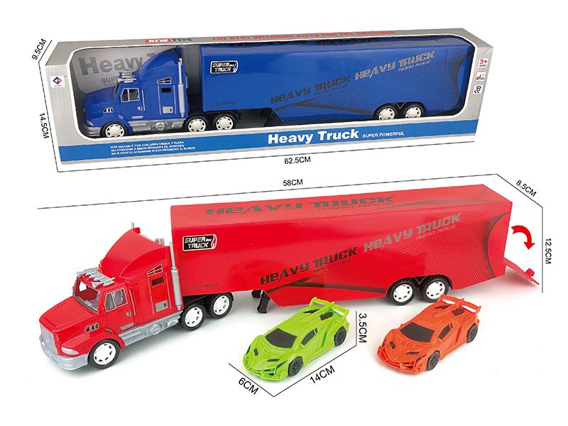 Friction Container Truck With Two Sports Cars