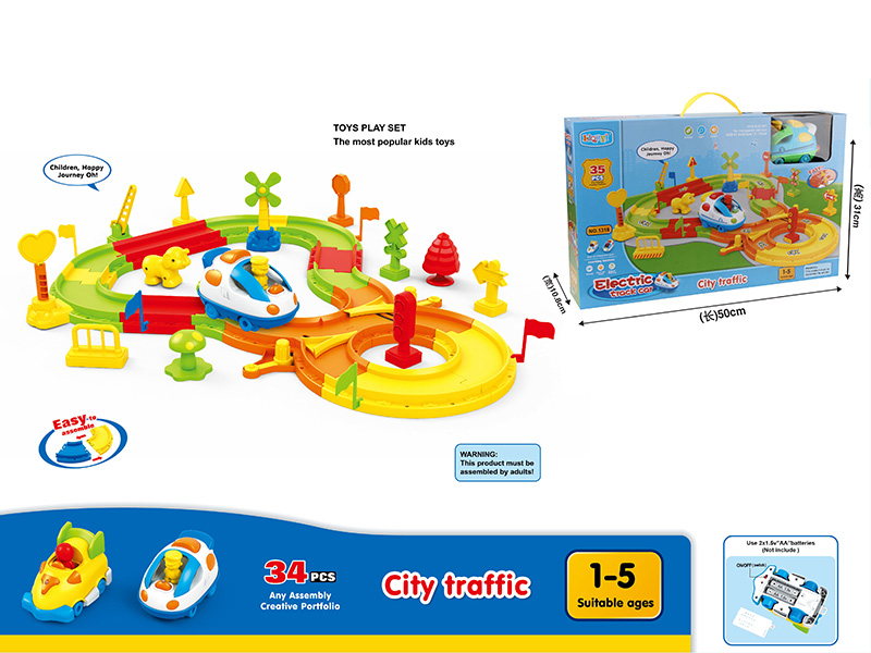 Electric Track Car(B/O,Light And Music)34PCS