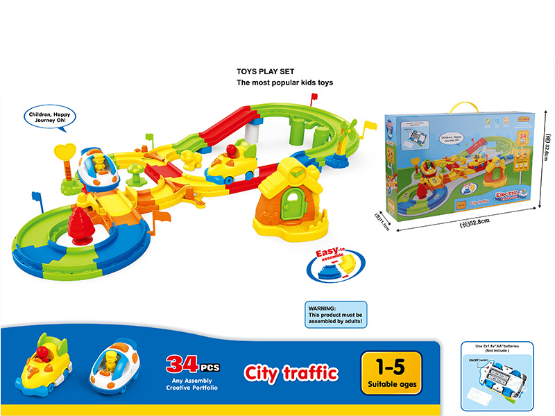 Electric Track Car(B/O,Light And Music)34PCS