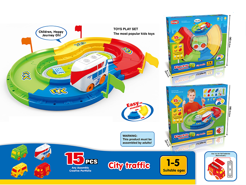 Electric Cartoon Car Track 15PCS