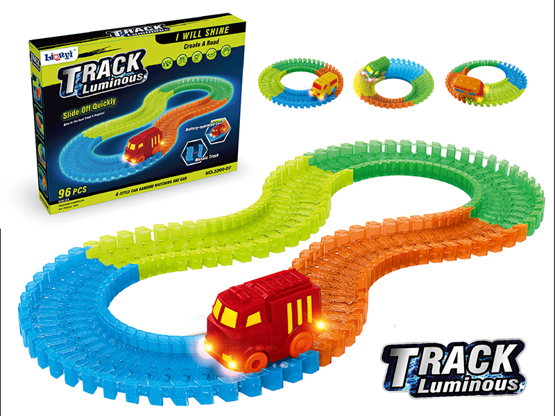 Electric Cartoon Car Glow-In-The-Dark Track(With Light)