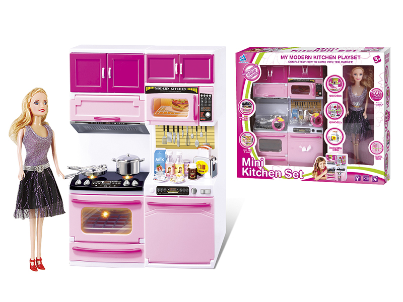 Mini Kitchen Set With Doll(Light & Music)