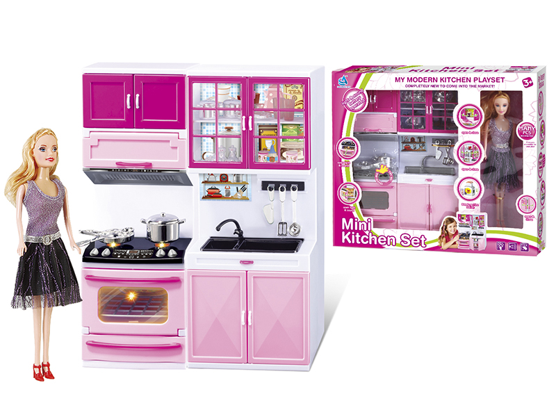 Mini Kitchen Set With Doll(Light & Music)