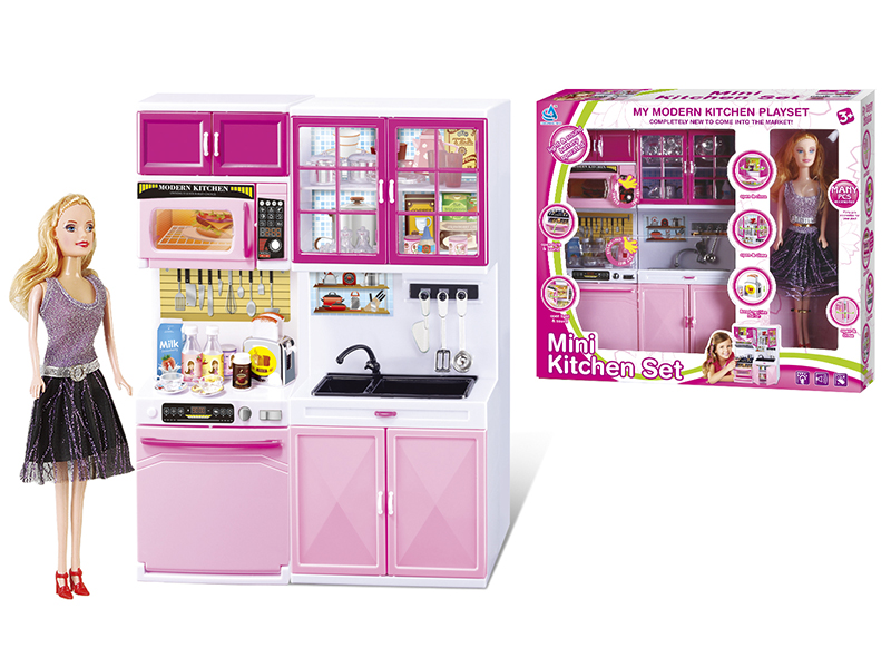 Mini Kitchen Set With Doll(Light & Music)