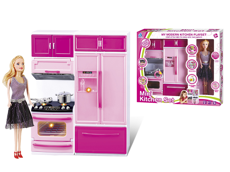 Mini Kitchen Set With Doll(Light & Music)