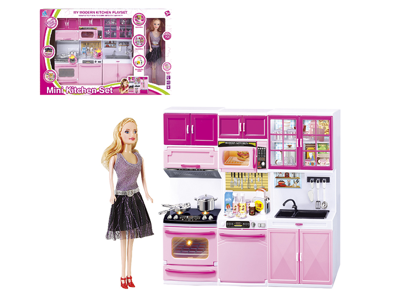 Mini Kitchen Set With Doll(Light & Music)