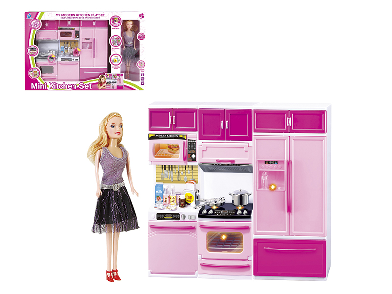 Mini Kitchen Set With Doll(Light & Music)