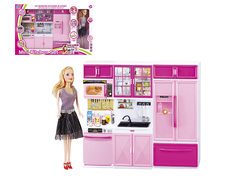 Mini Kitchen Set With Doll(Light & Music)