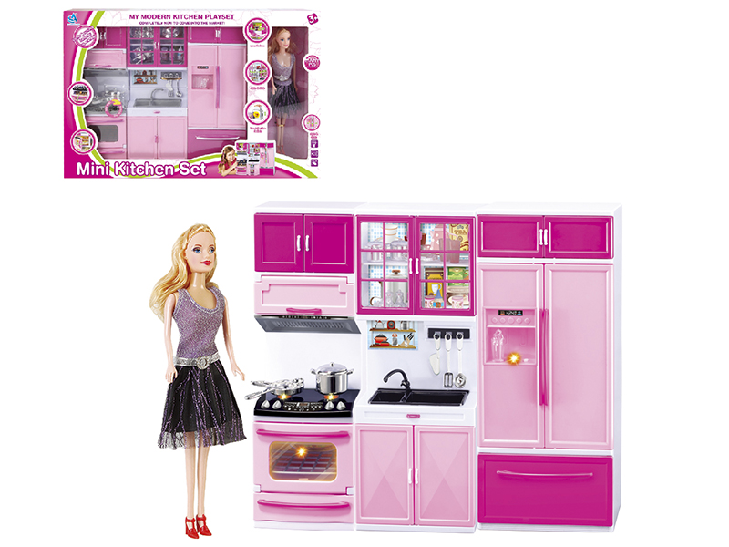 Mini Kitchen Set With Doll(Light & Music)