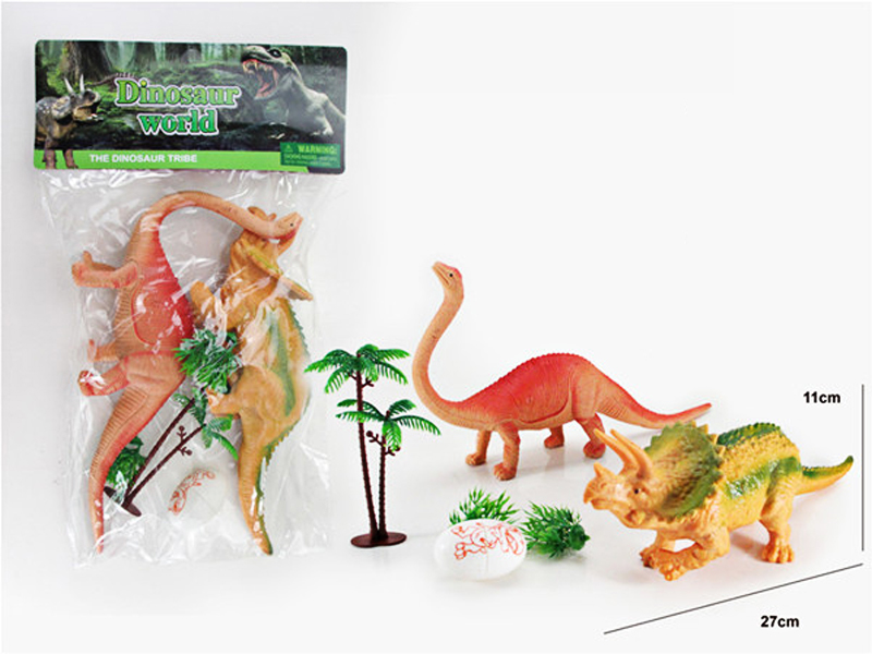 2PCS 13.5 Inch Dinosaurs, One Tree, Two Grasses And One Egg
