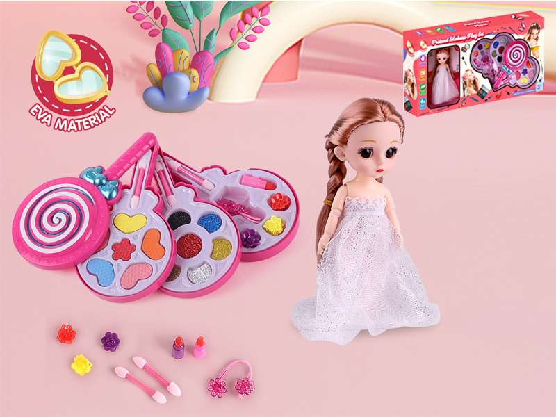 Children'S Simulation Makeup Colorless And Tasteless Accessories Toys(Lollipop Layer 4+6 Inch Full Body Doll With Shoes)